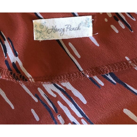 One-Shoulder Asymmetric Top by Honey Punch Womens M Orange & Black Abstract - Picture 4 of 5